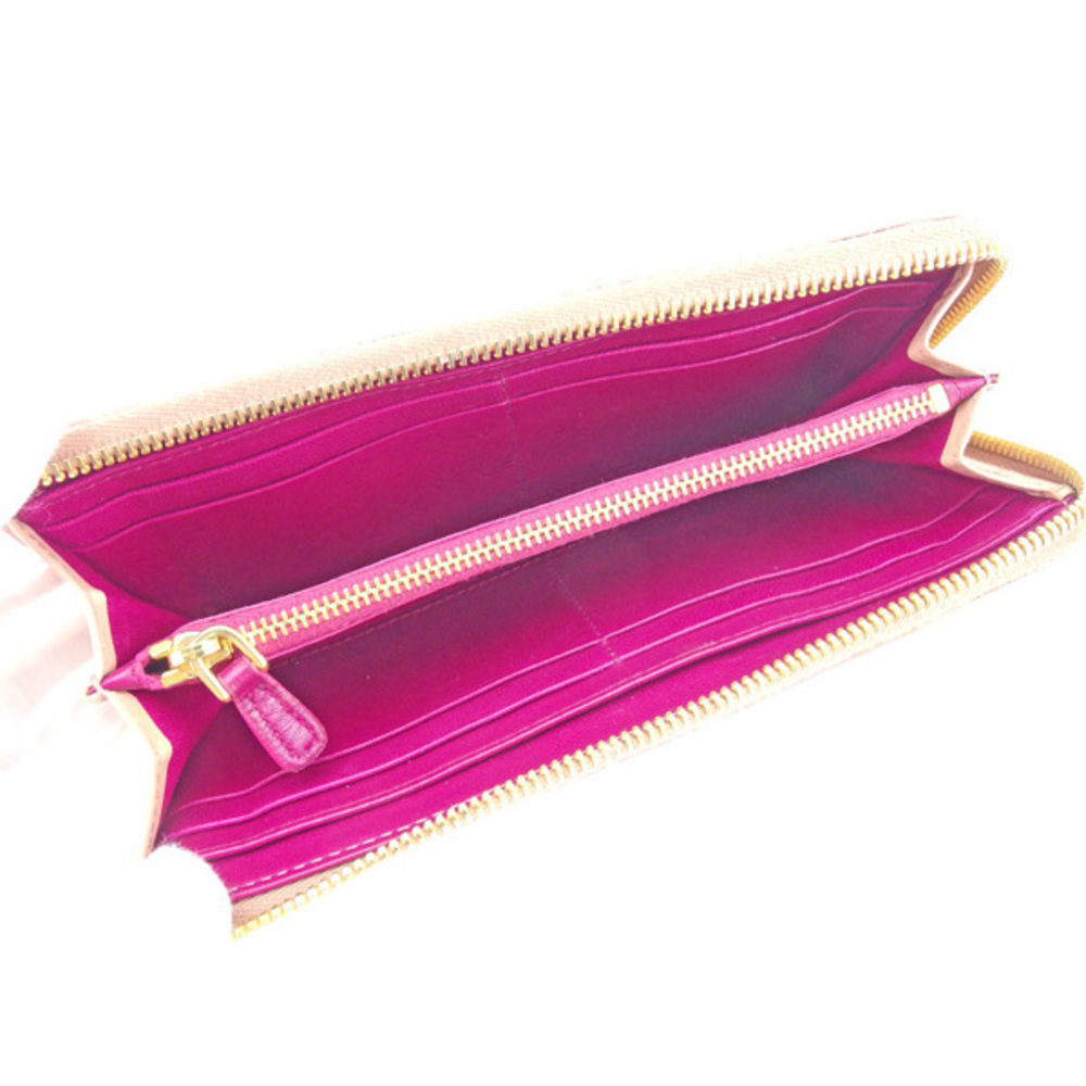 Miu Miu Long Wallet L-Shaped Ribbon Motif Pink En… - image 5